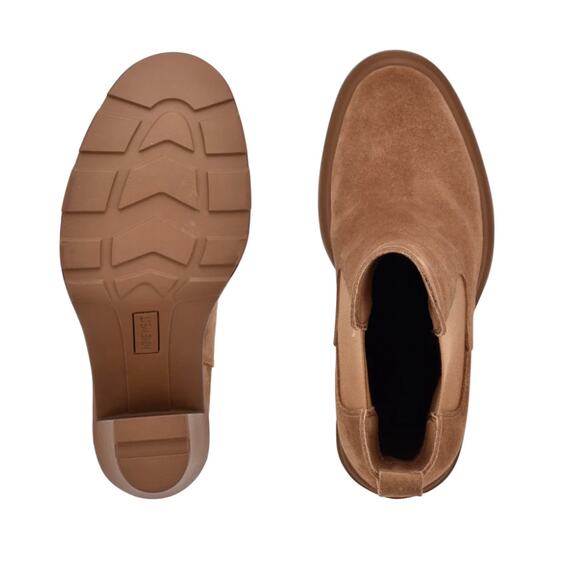 Nine West Ream2 Womens Chelsea Heel Boots Size 6 Natural Brown Suede Boots New - Picture 6 of 16